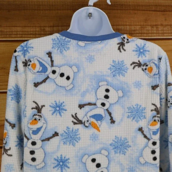 Disney Frozen Pajama Top Sleepwear Womens Size S White Blue Olaf Snowflakes Soft - Picture 4 of 8
